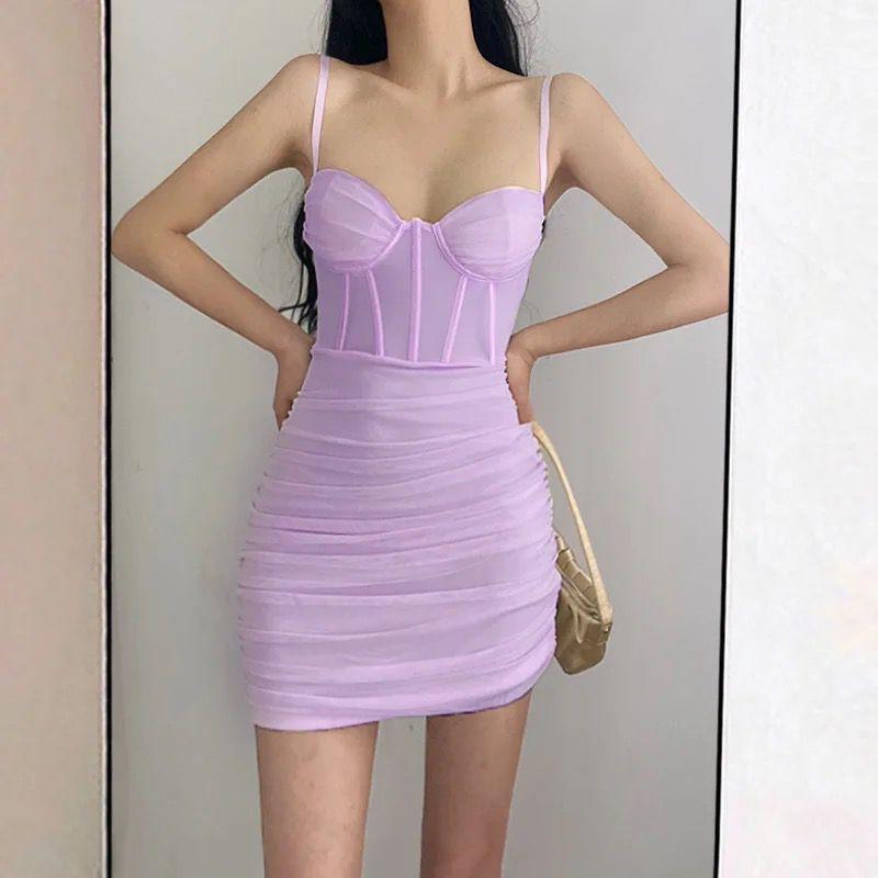 Radinka Bodycon Corset Dress In Lilac