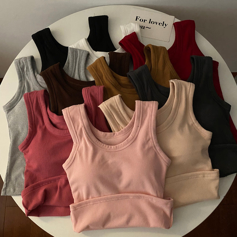 Stormie Tank Tops with Inbuilt Bra In Dark Brown