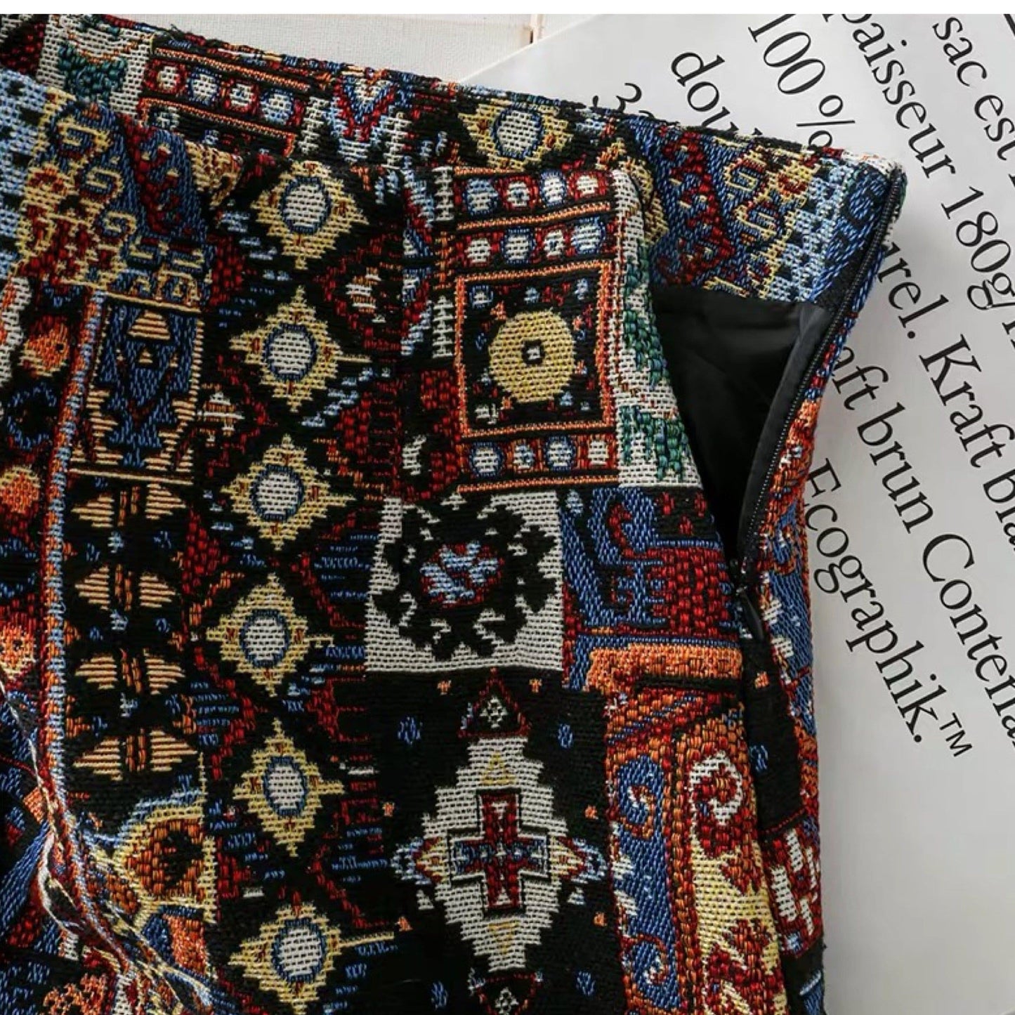 Vintage Tesla Embroidered Skirt In Blue