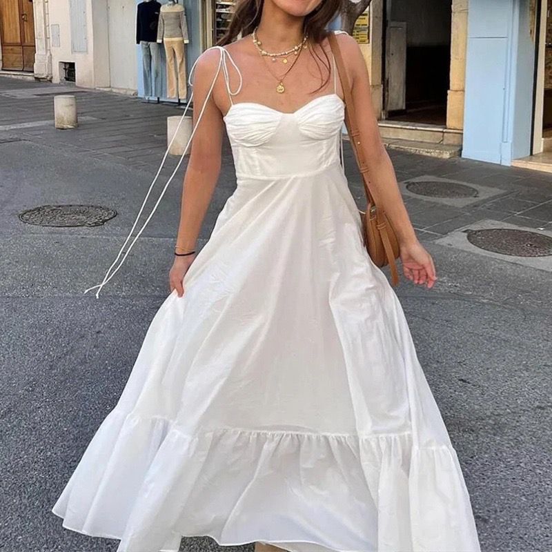 Camellia Summer Holiday Maxi Dress In White