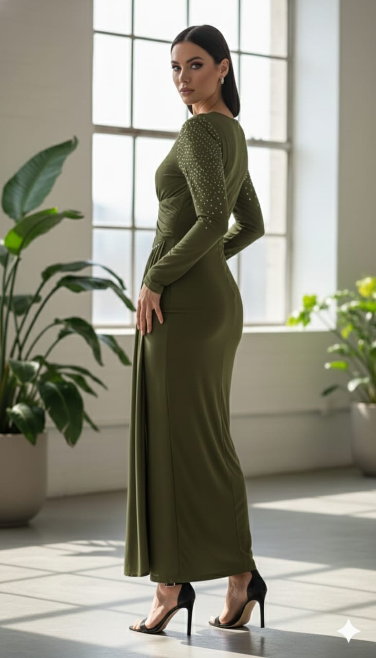 Fiore Embellished Slit Maxi Dress