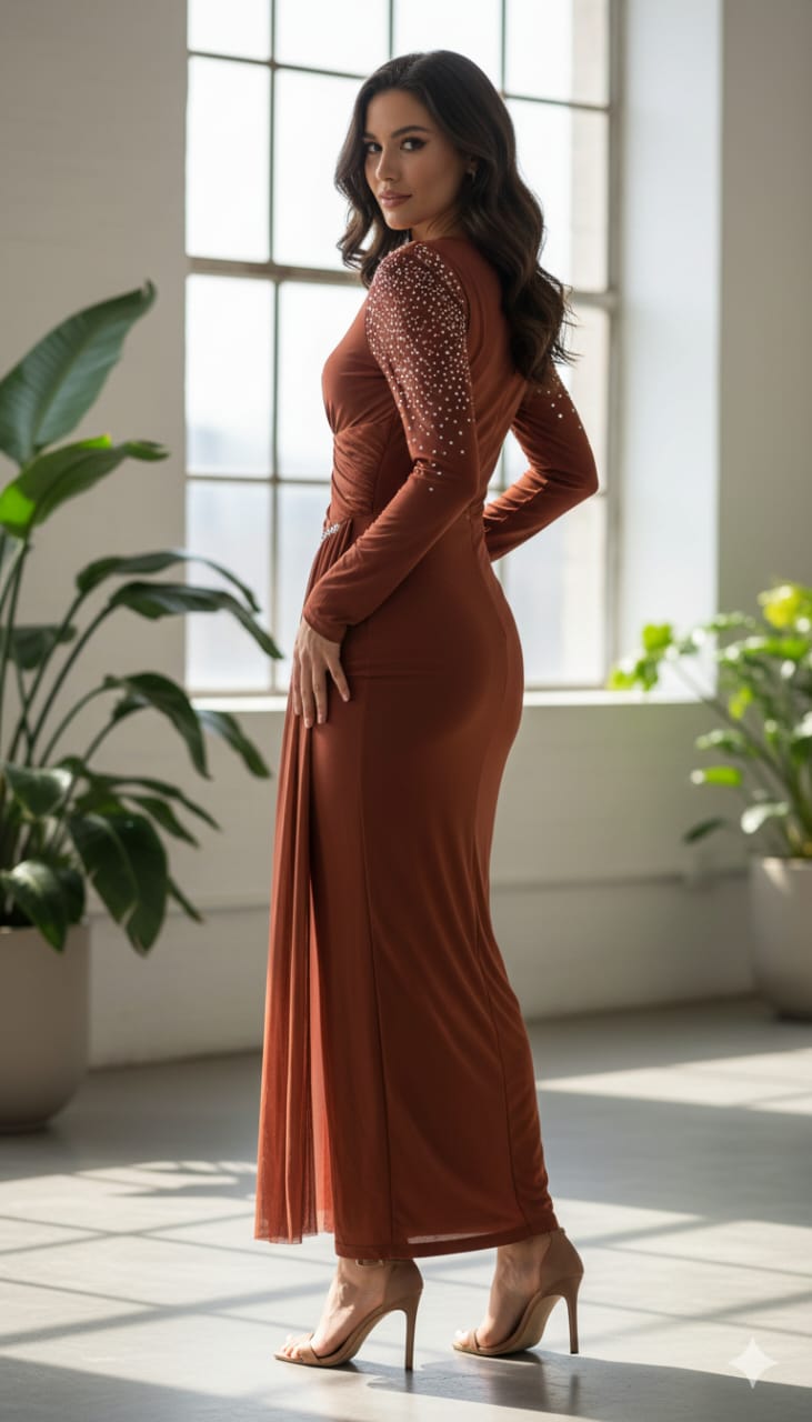 Fiore Embellished Slit Maxi Dress