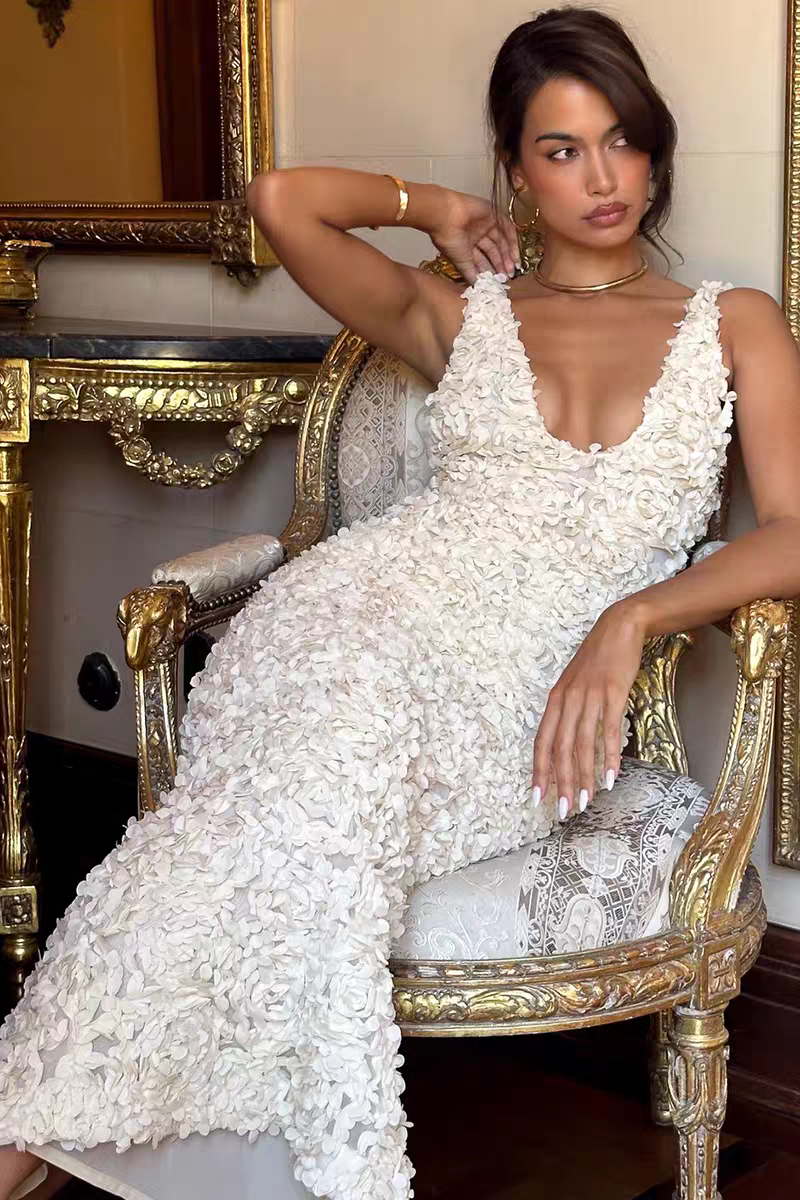 Cosmos Luxe 3D Floral Maxi Dress