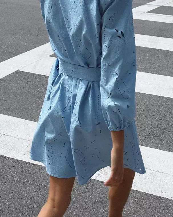 Donella Eyelet Mini Dress With Belt